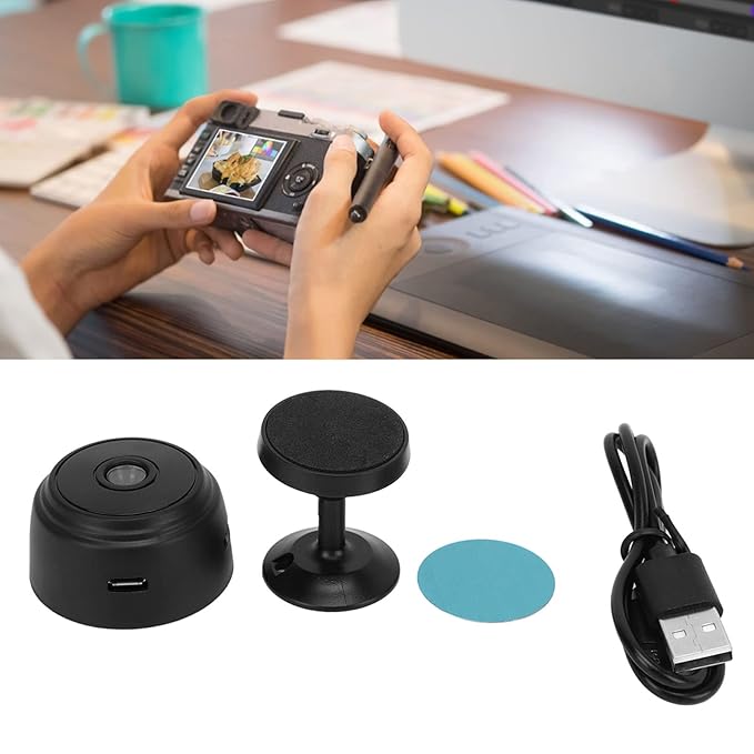 Portable Mini WiFi Camera for Indoor Outdoor Security, Battery Powered Magnetic Video Equipment, Work 45 Minutes Without Power (Black)