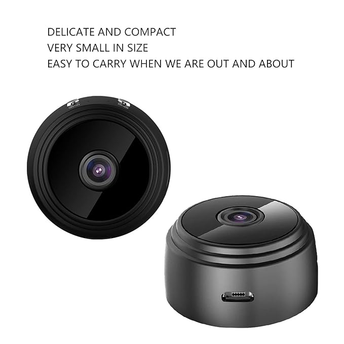 Portable Mini WiFi Camera for Indoor Outdoor Security, Battery Powered Magnetic Video Equipment, Work 45 Minutes Without Power (Black)