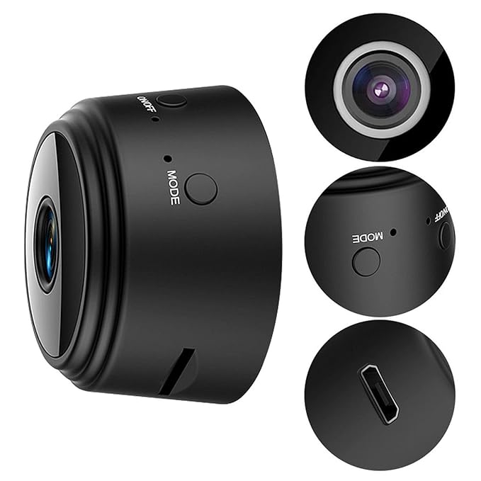Portable Mini WiFi Camera for Indoor Outdoor Security, Battery Powered Magnetic Video Equipment, Work 45 Minutes Without Power (Black)