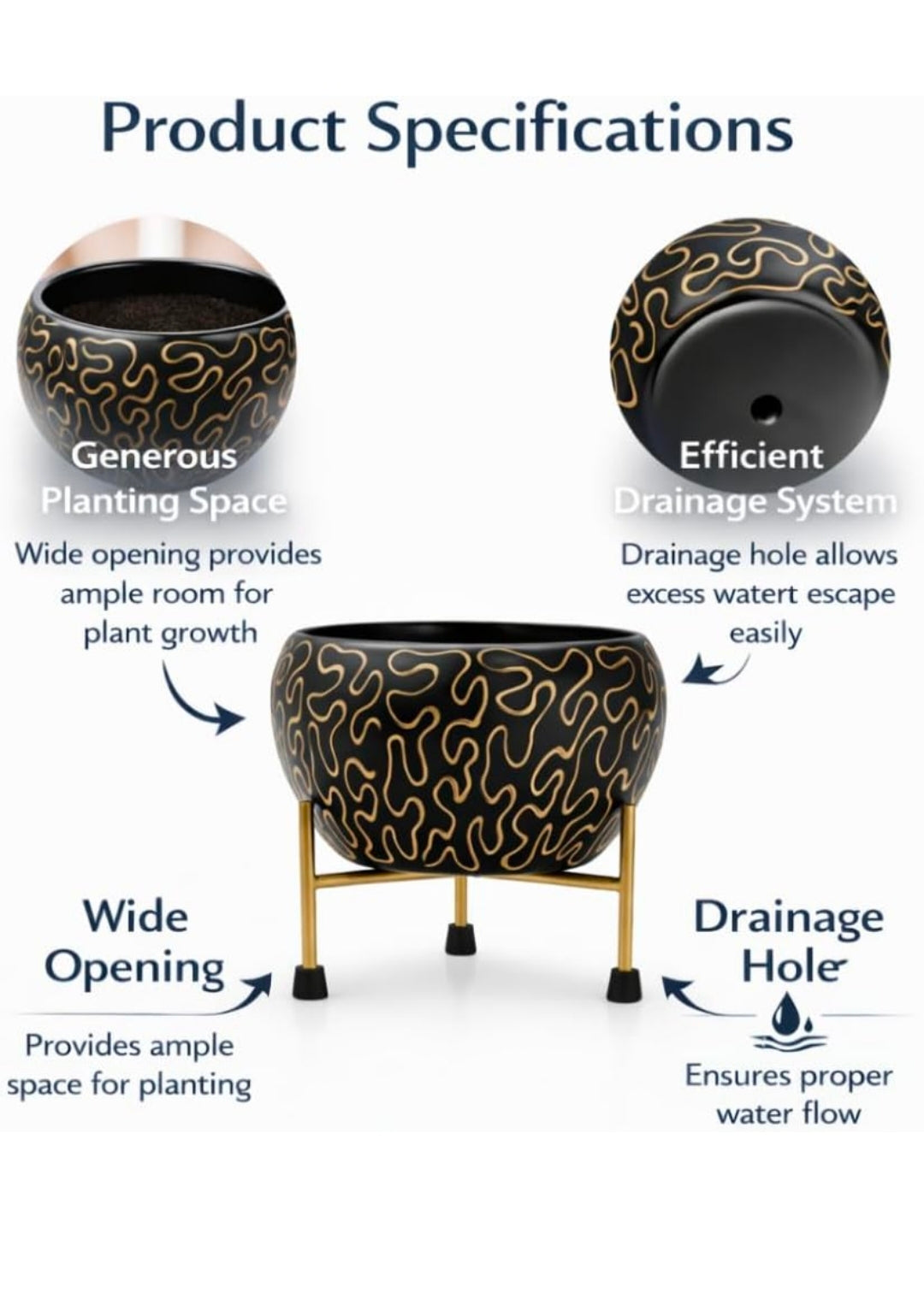 Metallic Miniature Planter for Living Room Table Decor | Decorative Modern Indoor Planter | Ideal for Gifting |