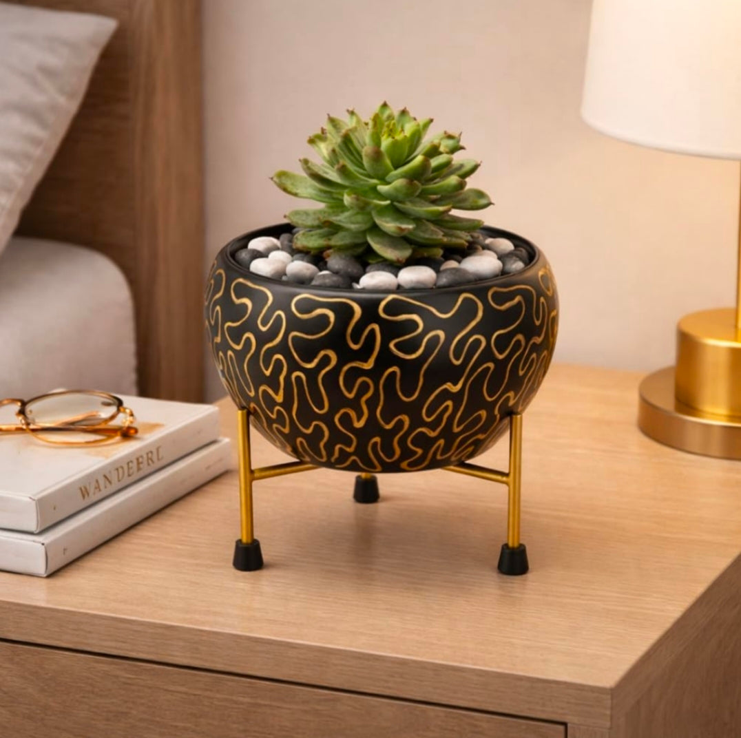Metallic Miniature Planter for Living Room Table Decor | Decorative Modern Indoor Planter | Ideal for Gifting |