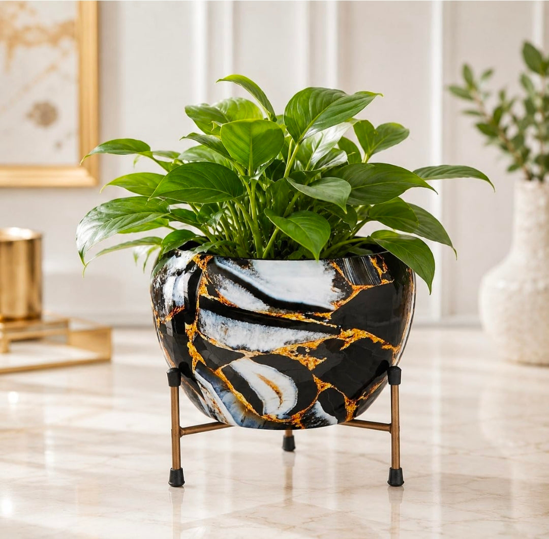 Metallic Miniature Planter for Living Room Table Decor | Decorative Modern Indoor Planter | Ideal for Gifting |