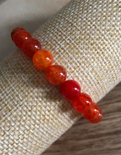 Natural Dragon Vein Agate Stone Red Beads Bracelet