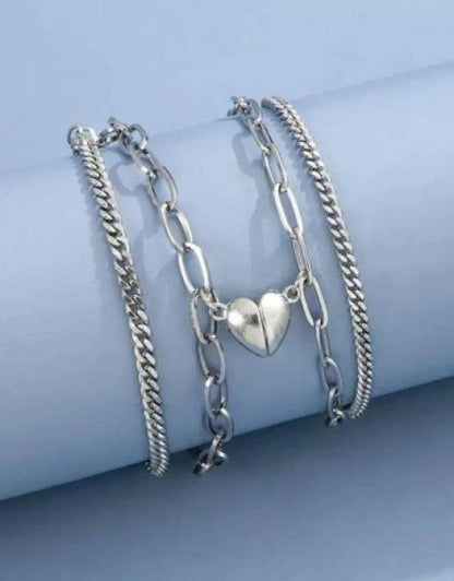 Stainless Steel Silver Bracelet Set