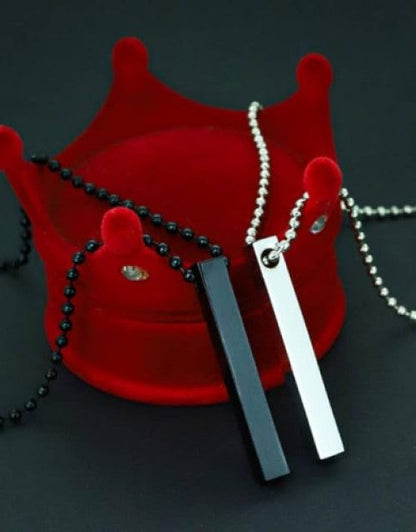 Stick Stainless Steel Black Silver Locket Pendant Necklace Chain For Boys and Men Unisex